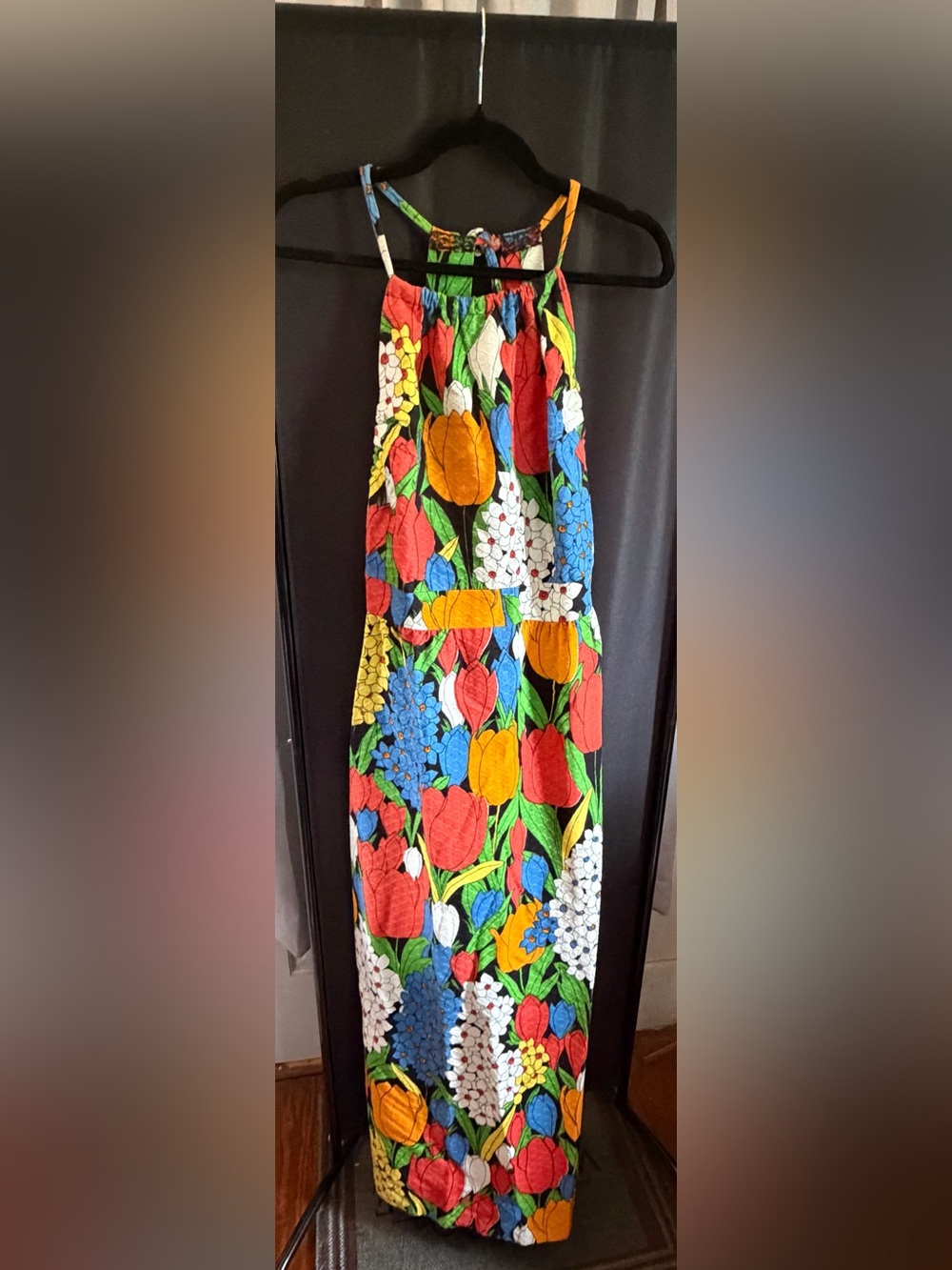 Vintage Bleeker Street Women's Floral Halter Maxi Dress